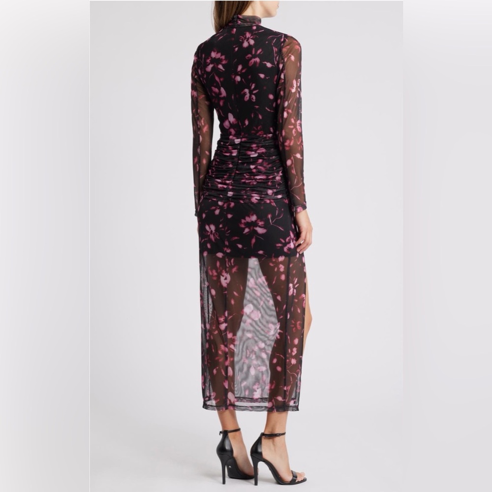 HUTCH Black and Pink Floral Sheer Maxi Dress - Picture 2 of 5